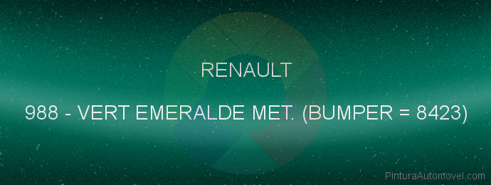 Pintura Renault 988 Vert Emeralde Met. (bumper = 8423)